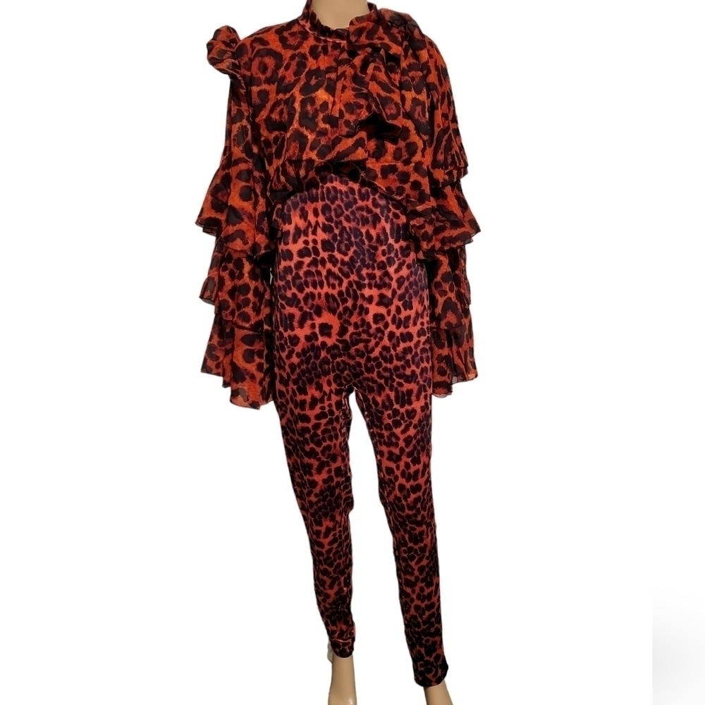 K + Glam Red Cheetah Jumpsuit (Size 1XL)
